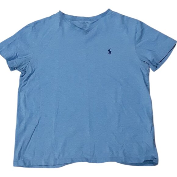 Polo Ralph Lauren V-Neck T-Shirt Mens Large Colbalt Heather Signature Pony - Picture 1 of 2